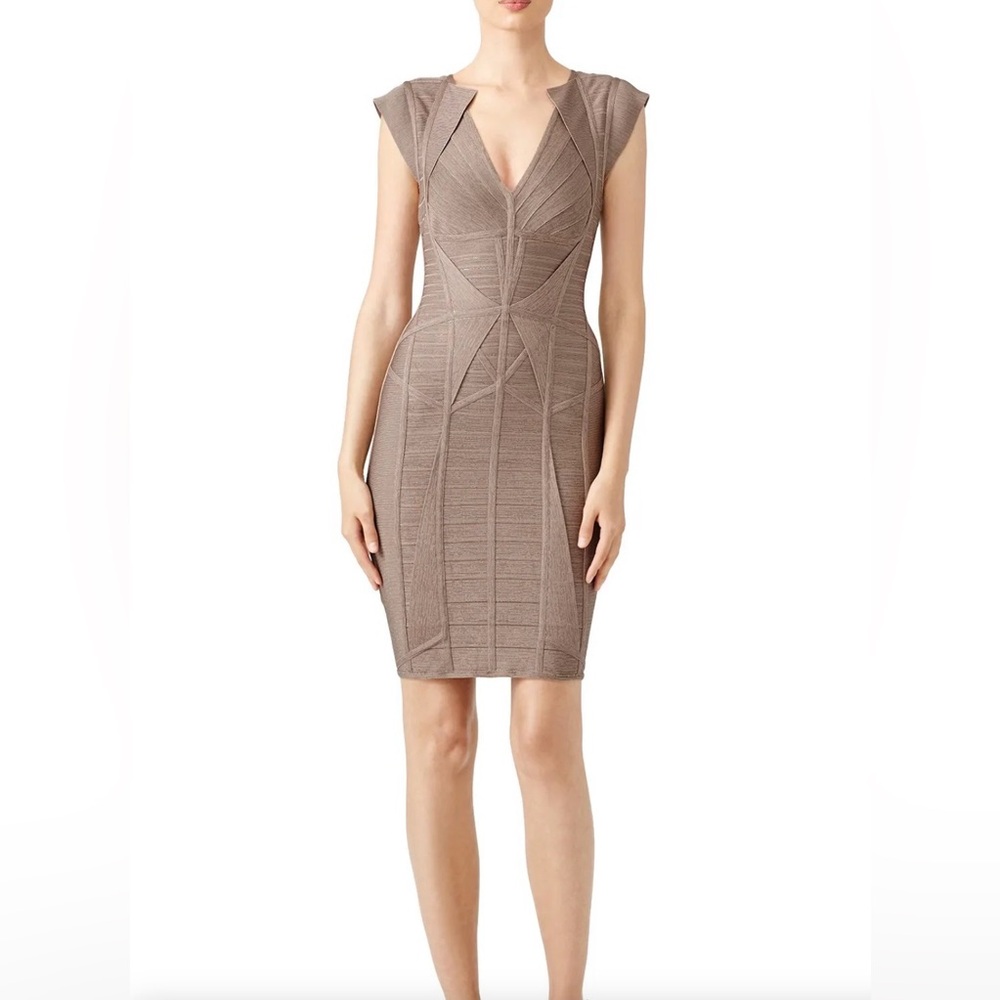 Hervé Léger Size S Bronze Margeaux Dress